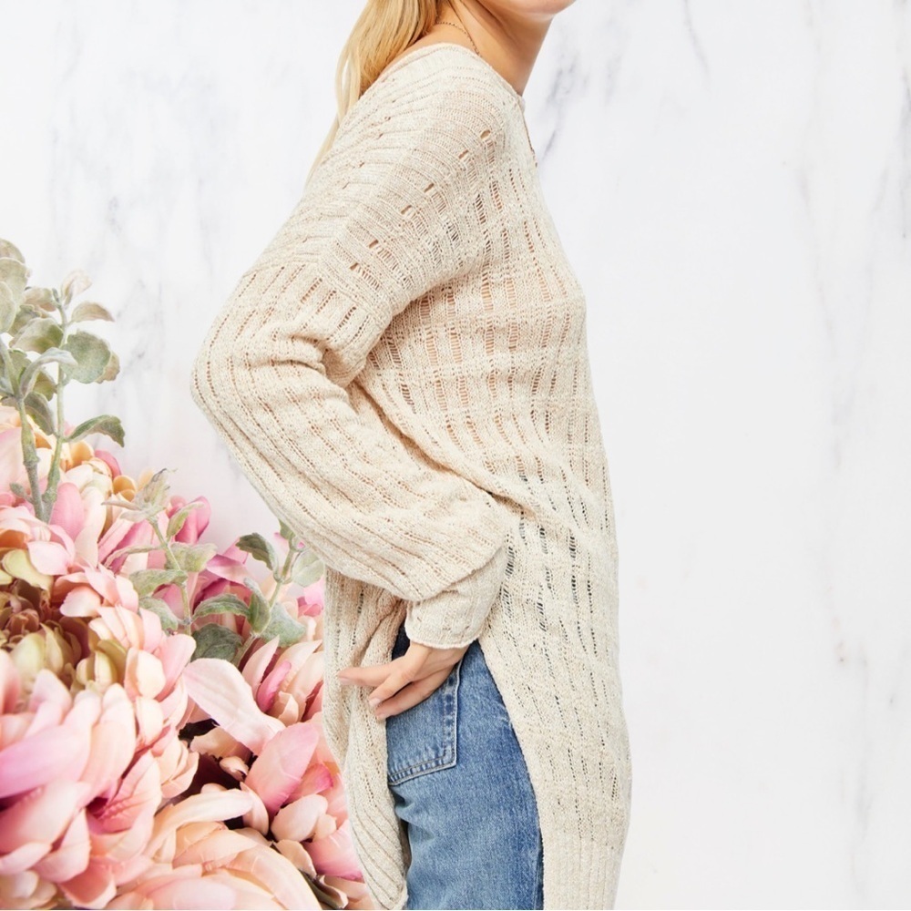 Free People Pretty In Pointelle Sweater Daydream Combo Size Small~ NWT - Picture 3 of 10